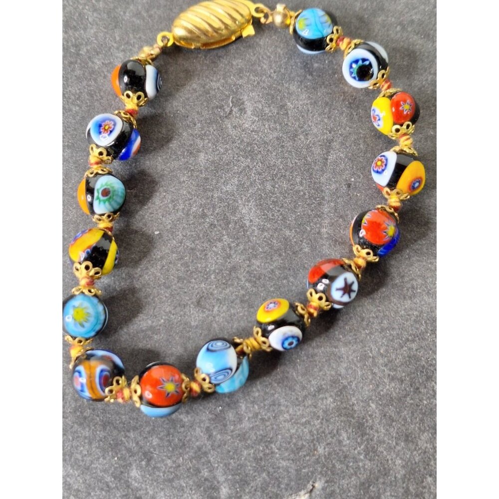 Vintage Original Murano Millefiori Art Glass Bead Necklace & Bracelet - Picture 11 of 16